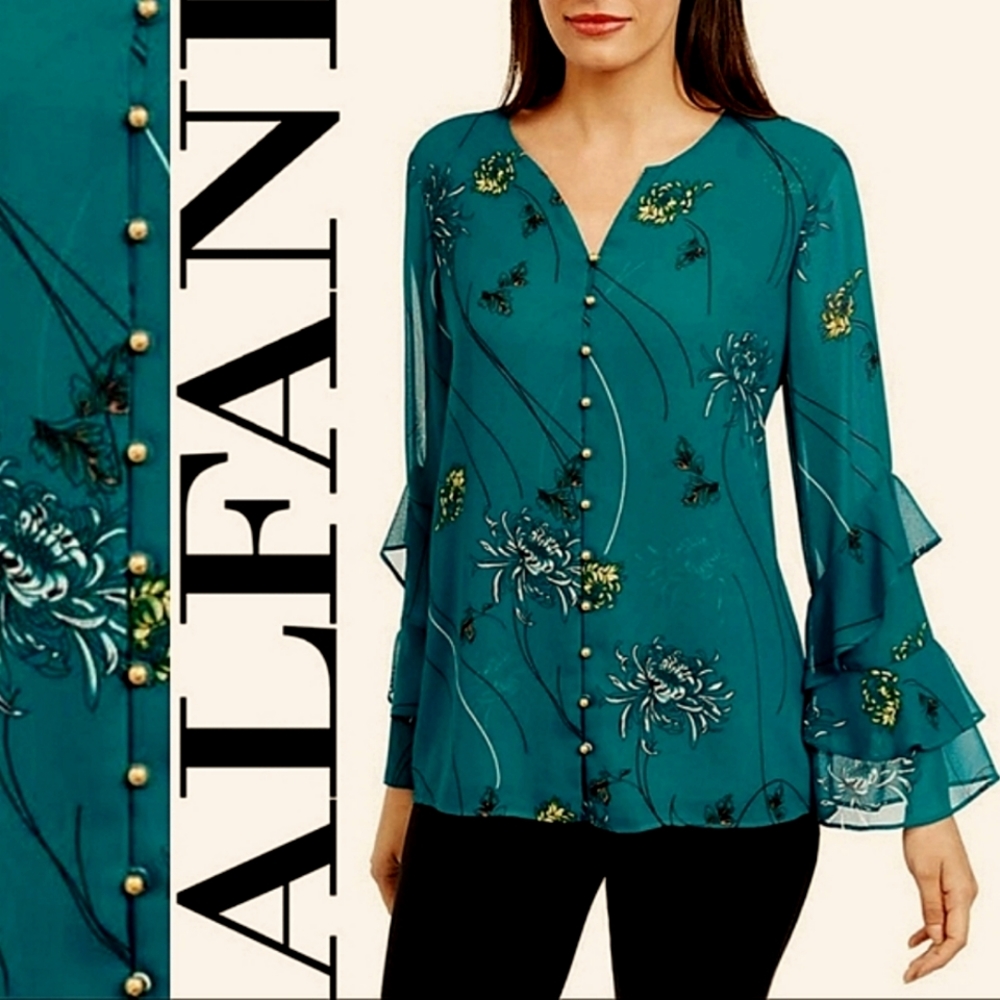 ⚘️Alfani Casacade Ruffled Sleeve Top
